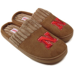 Nebraska Cornhuskers Chestnut Scuff Slippers 